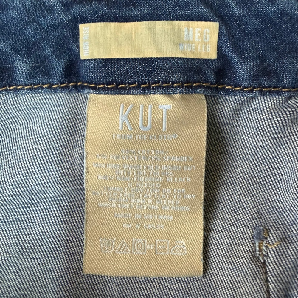 KUT from the Kloth Meg Wide Leg Jeans Womens 10 Blue High Rise Patch Pockets - Picture 4 of 15